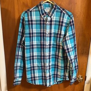 Old Navy Turquoise and Navy Plaid Shirt